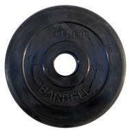  Диск обрезиненный 10 кг Barbell Atlet (чёрный, 51 мм), фото 1 