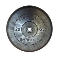  Диск обрезиненный 20 кг Barbell Atlet (чёрный, 26 мм), фото 1 