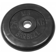  Диск обрезиненный 25 кг Barbell Atlet (чёрный, 51 мм), фото 1 