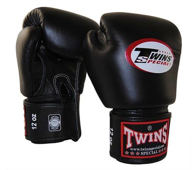  Перчатки боксерские Twins BGVL-3 для муай-тай (черные) 16 oz, фото 1 