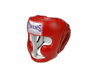  Шлем боксерский Twins HGL-6 (кожа, красный, размер М), фото 1 