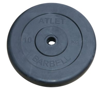  Диск обрезиненный 10 кг Barbell Atlet (чёрный, 26 мм), фото 1 