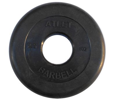  Диск обрезиненный 2,5 кг Barbell Atlet (чёрный, 51 мм), фото 1 