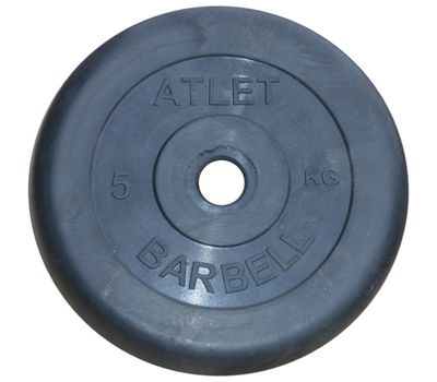  Диск обрезиненный 5 кг Barbell Atlet (чёрный, 31 мм), фото 1 