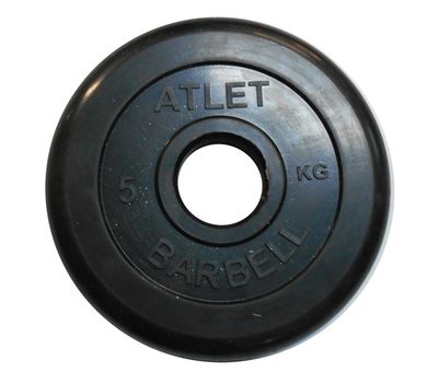  Диск обрезиненный 5 кг Barbell Atlet (чёрный, 51 мм), фото 1 