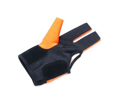  Перчатка бильярдная K-1 (черно-оранжевая, вставка кожа), фото 2 