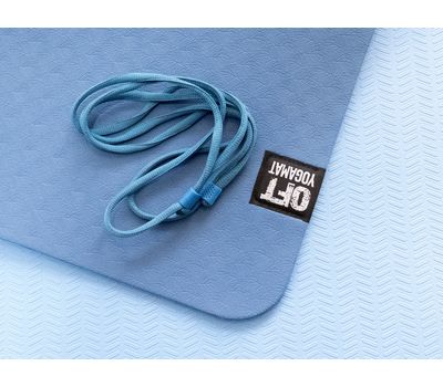  Мат для йоги Original FitTool 6 мм двухслойный темно-синий/светло-синий, фото 1 